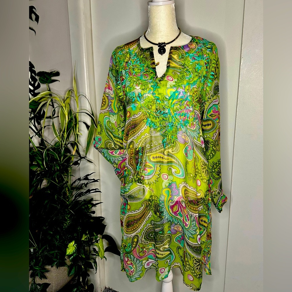 Raj 100% Silk Floral Tunic Cover Up
